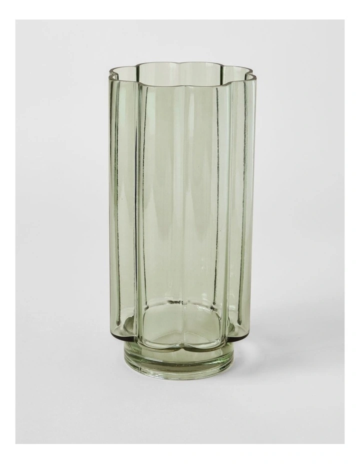 Arbor Ribbed Vase 30cm in Green image 1
