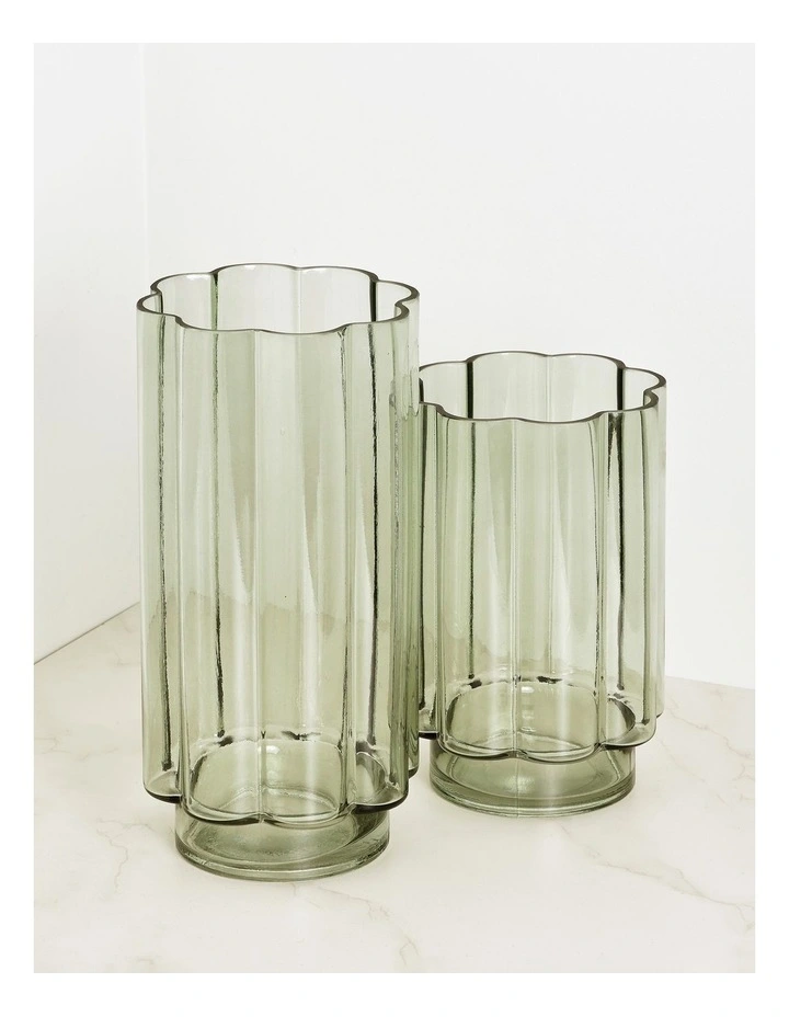 Arbor Ribbed Vase 30cm in Green image 2