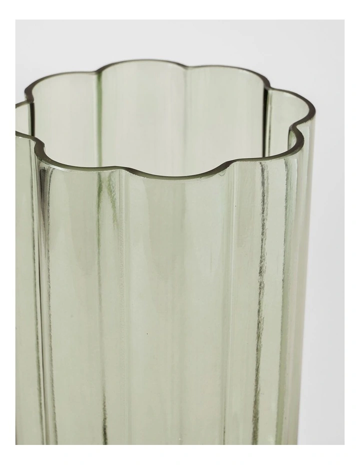 Arbor Ribbed Vase 30cm in Green image 3
