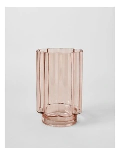 Arbor Ribbed Vase 23cm in Pink