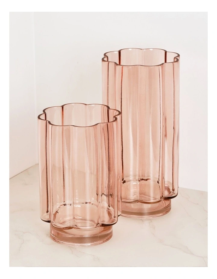 Arbor Ribbed Vase 23cm in Pink image 2