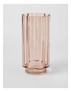 Arbor Ribbed Vase 30cm in Pink