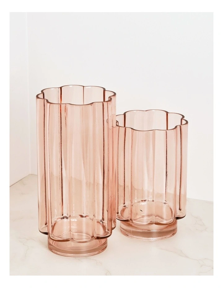 Arbor Ribbed Vase 30cm in Pink image 2