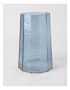 Palmer Hammered Glass Vase 25cm in Blue
