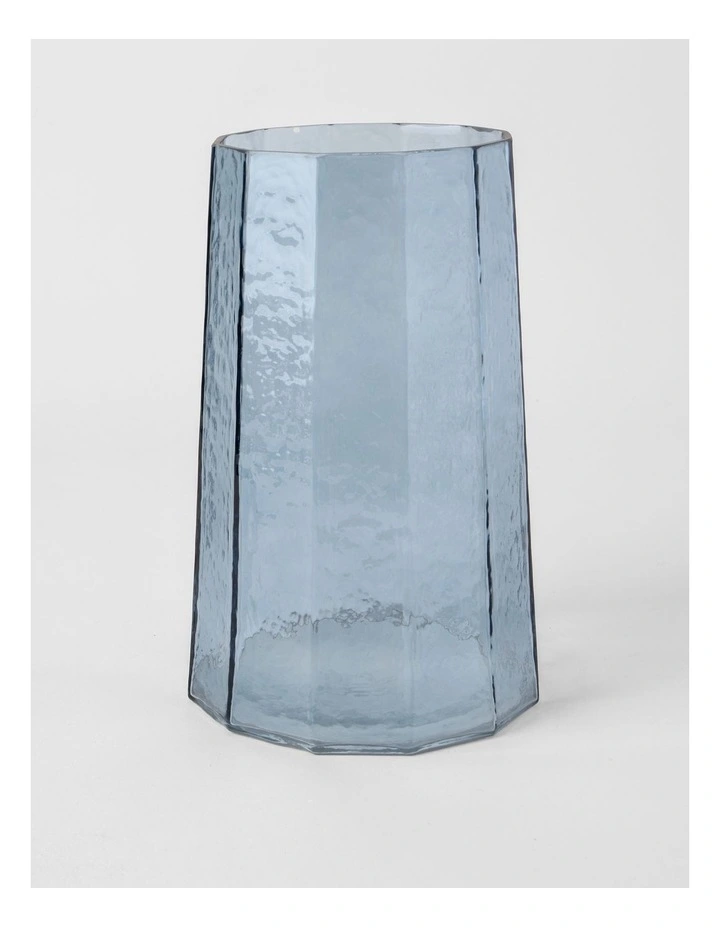 Palmer Hammered Glass Vase 25cm in Blue image 1