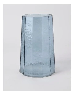 Palmer Hammered Glass Vase 25cm in Blue