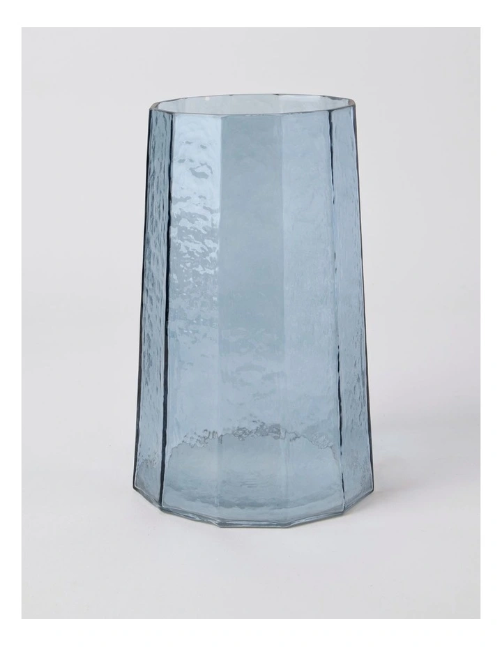 Palmer Hammered Glass Vase 25cm in Blue image 1