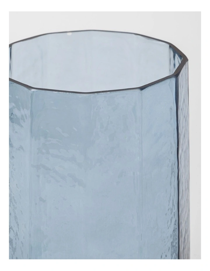 Palmer Hammered Glass Vase 25cm in Blue image 2