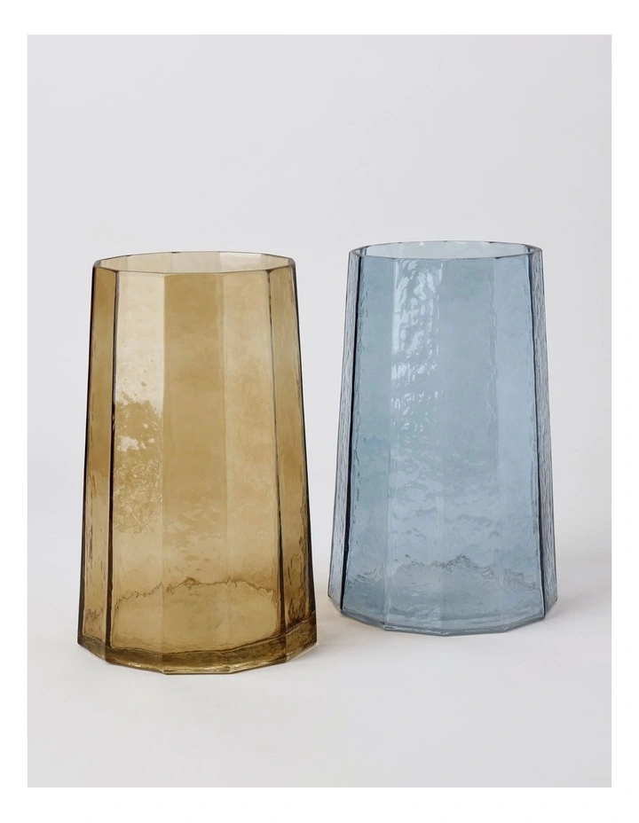 Palmer Hammered Glass Vase 25cm in Blue image 3