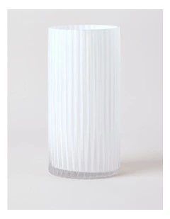 Atlas Ribbed Glass Vase 30cm in White