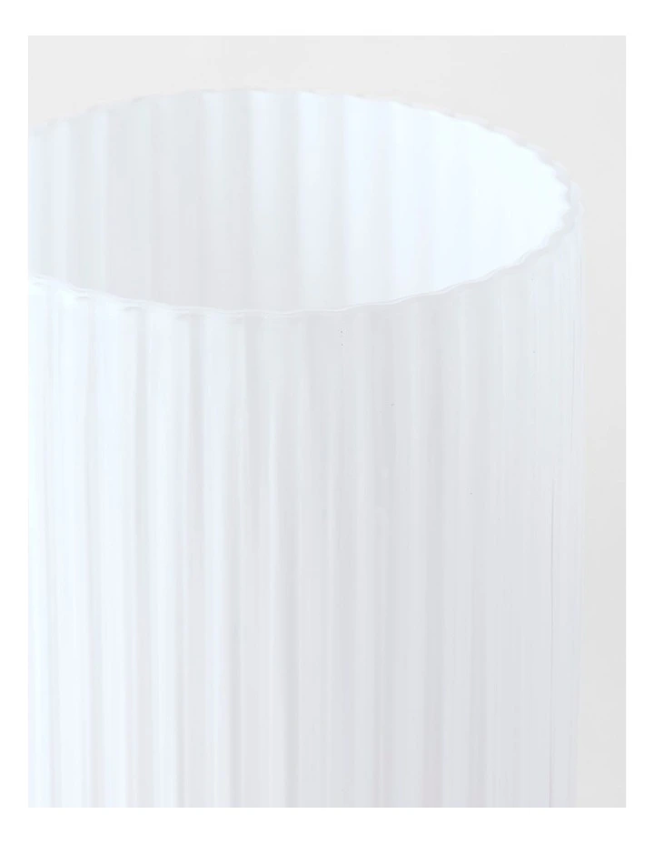 Atlas Ribbed Glass Vase 30cm in White image 2
