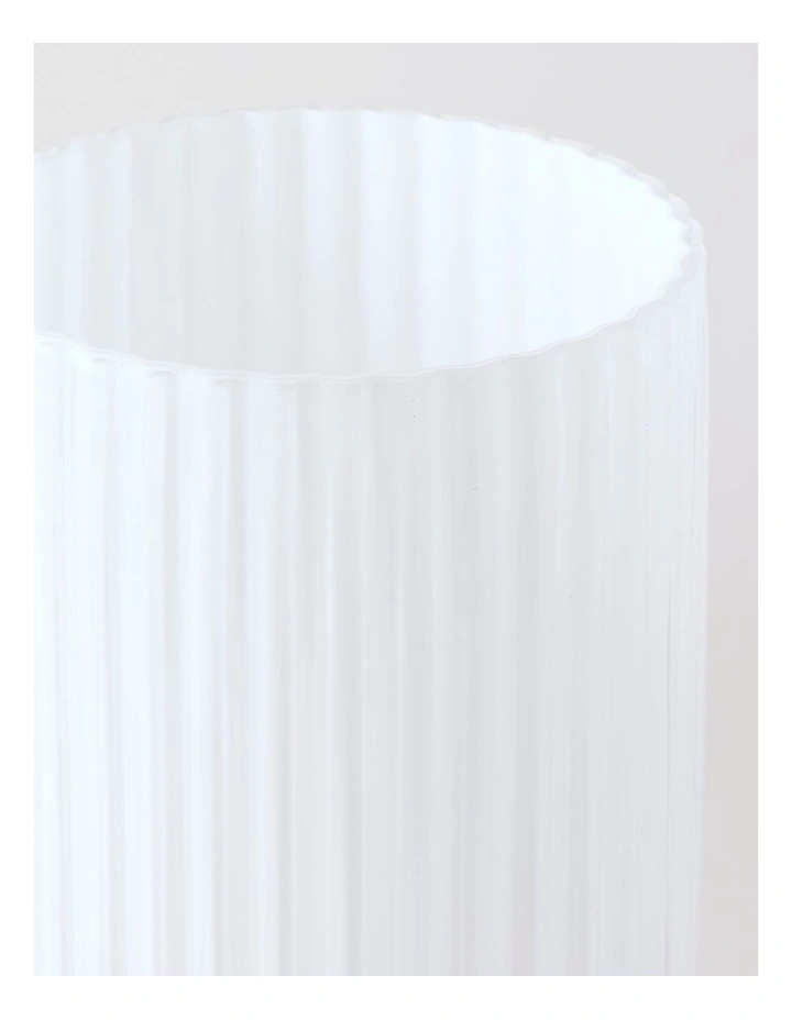 Atlas Ribbed Glass Vase 30cm in White image 2