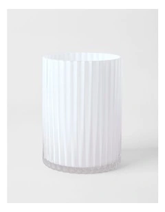 Atlas Ribbed Glass Vase 20cm in White