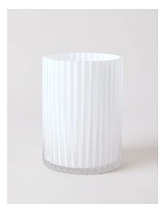 Atlas Ribbed Glass Vase 20cm in White