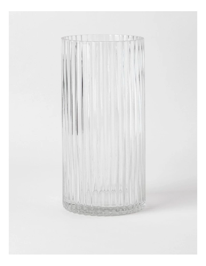 Atlas Ribbed Glass Vase 30cm in Clear image 1