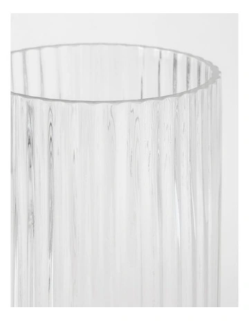 Atlas Ribbed Glass Vase 30cm in Clear