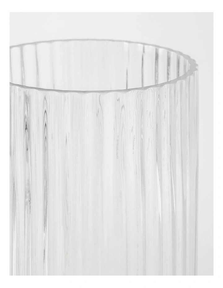 Atlas Ribbed Glass Vase 30cm in Clear image 2