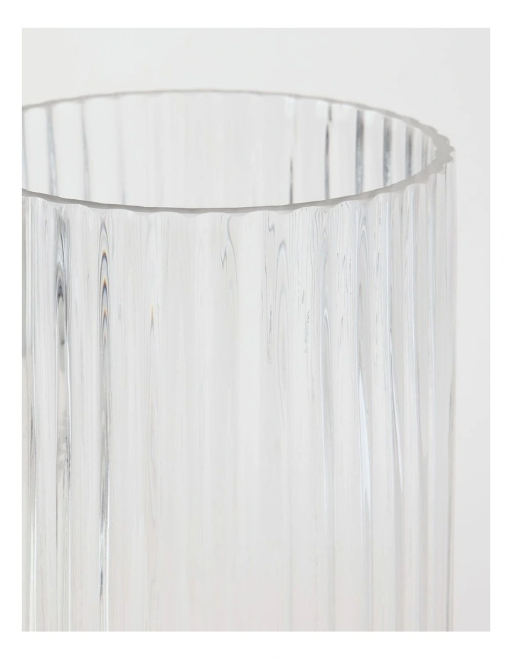 Atlas Ribbed Glass Vase 30cm in Clear image 2