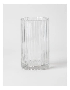 Atlas Ribbed Glass Vase 20cm in Clear