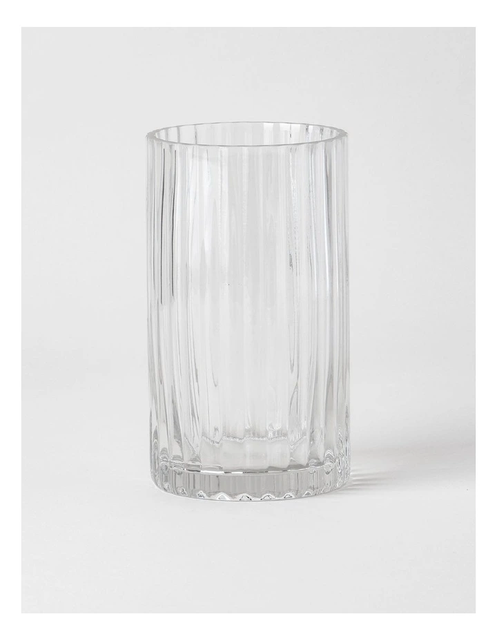 Atlas Ribbed Glass Vase 20cm in Clear image 1