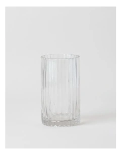 Atlas Ribbed Glass Vase 20cm in Clear