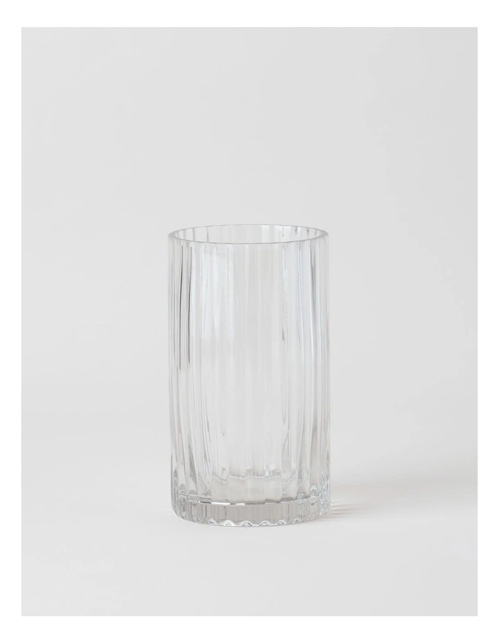Atlas Ribbed Glass Vase 20cm in Clear image 1