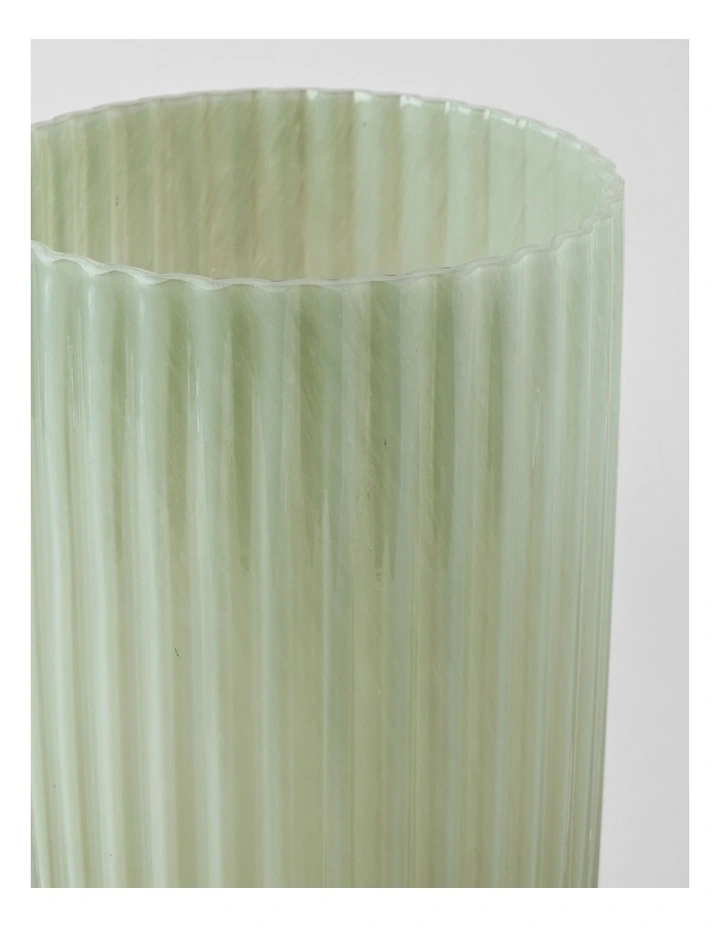 Atlas Ribbed Glass Vase Sage 30cm in Sage image 2