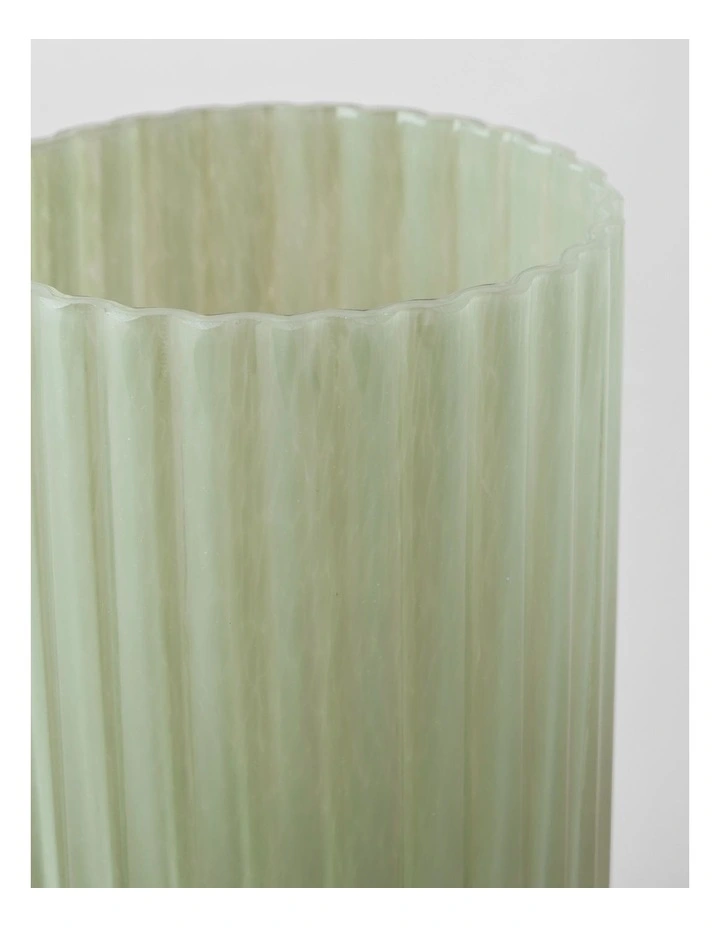 Atlas Ribbed Glass Vase 20cm in Sage image 2