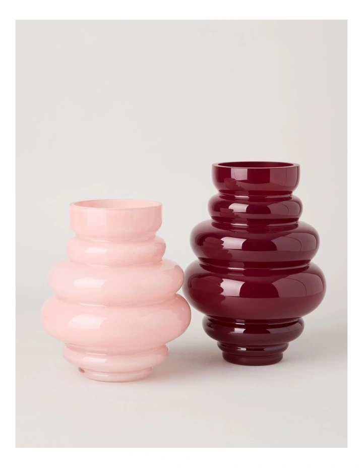 Bobbio Glass Bubble Vase 24cm in Cherry image 4