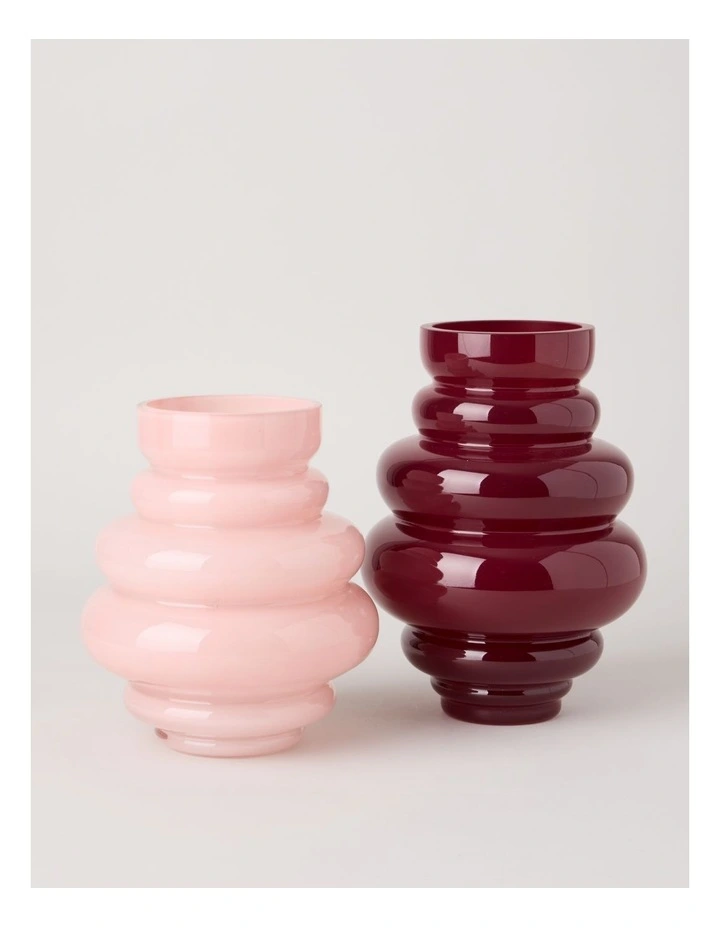 Bobbio Glass Bubble Vase 24cm in Pink image 4