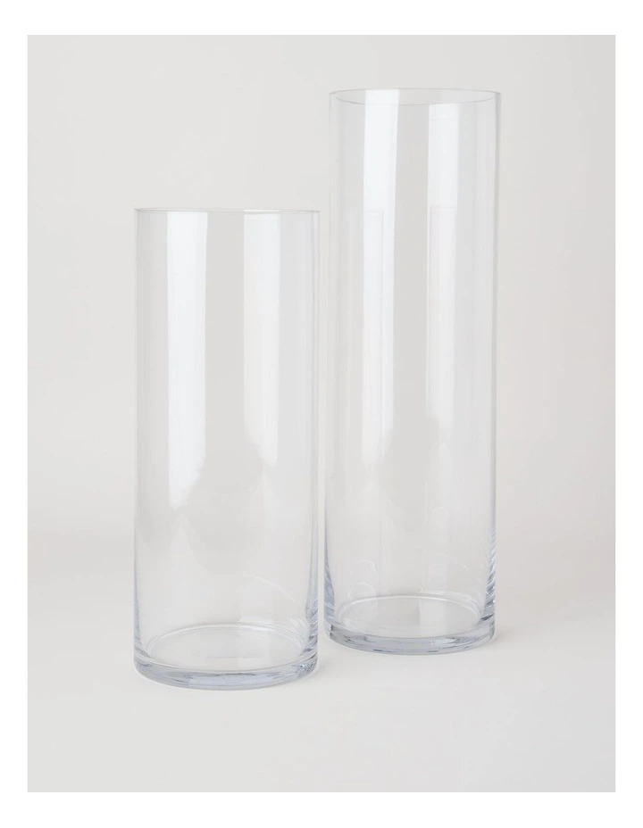 Glass Cylinder Vase 39cm in Clear image 4