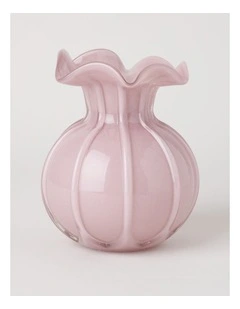 Heritage Glass Tulip Vase 19cm in Pink