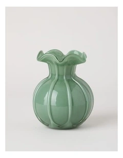 Heritage Glass Tulip Vase 17cm in Green