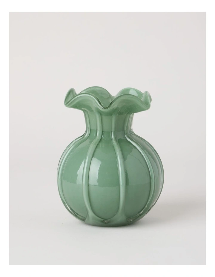 Heritage Glass Tulip Vase 17cm in Green image 1