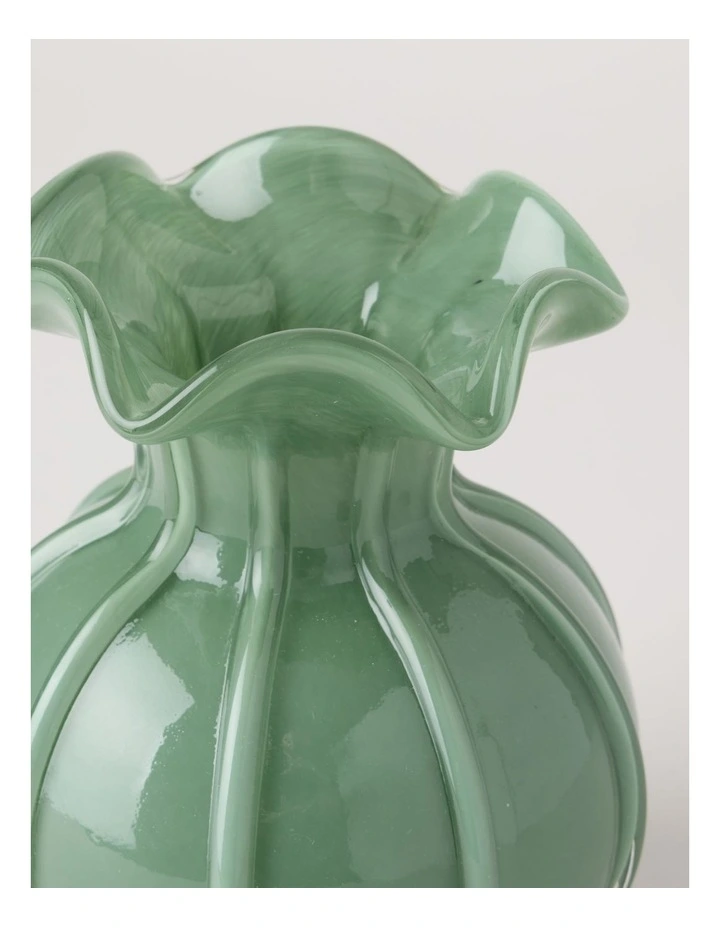 Heritage Glass Tulip Vase 17cm in Green image 2