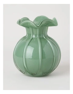 Heritage Glass Tulip Vase 19cm in Green
