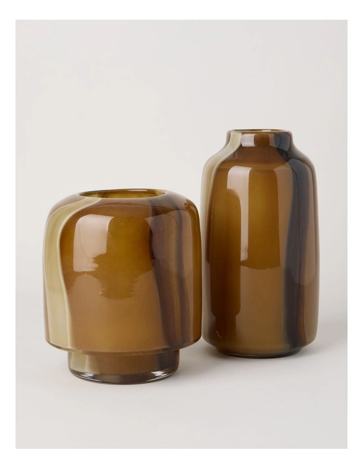 Hollis Glass Vase 19cm in Brown image 4
