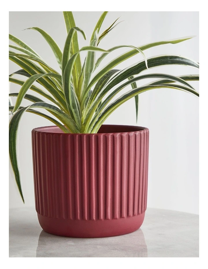 Vue Dakota Ribbed Terracotta Planter Pot 14cm In Burnt Red MYER