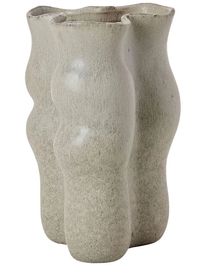 August Wavy Vase D22x33cm in Mineral Green image 1