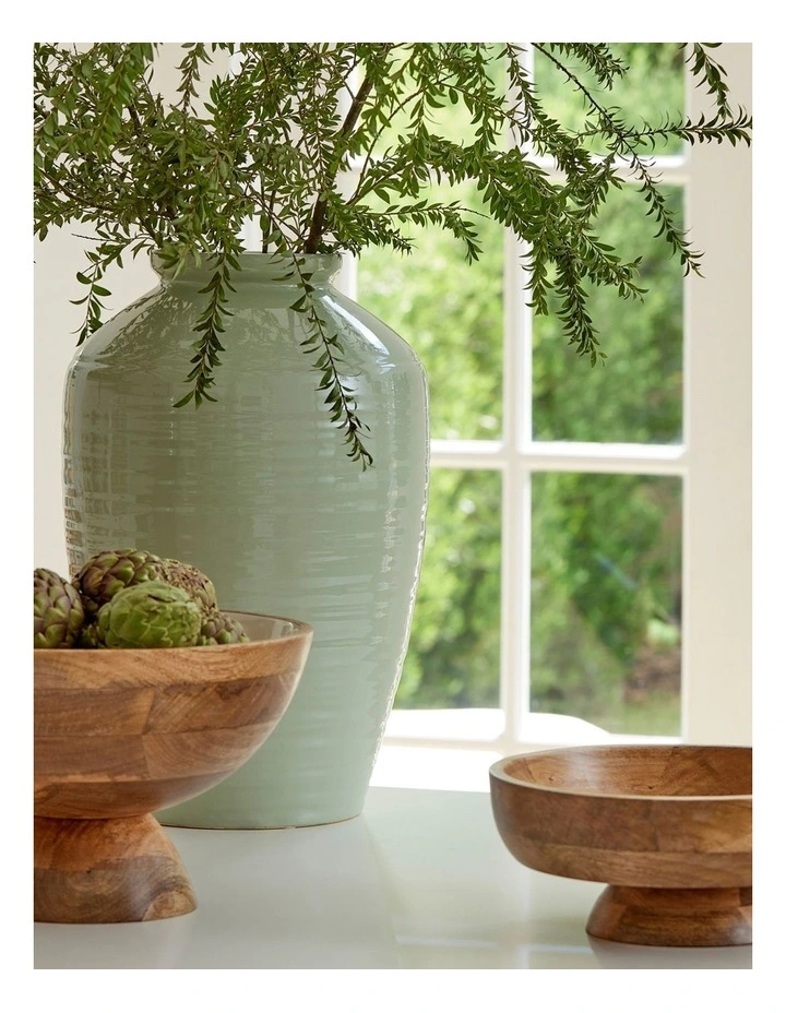 Canton Urn Vase D33XH50cm in Light Green image 3