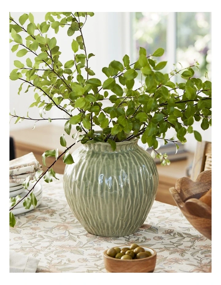 Jarah Textured Vase D20.5XH21.5cm in Sage Green image 2