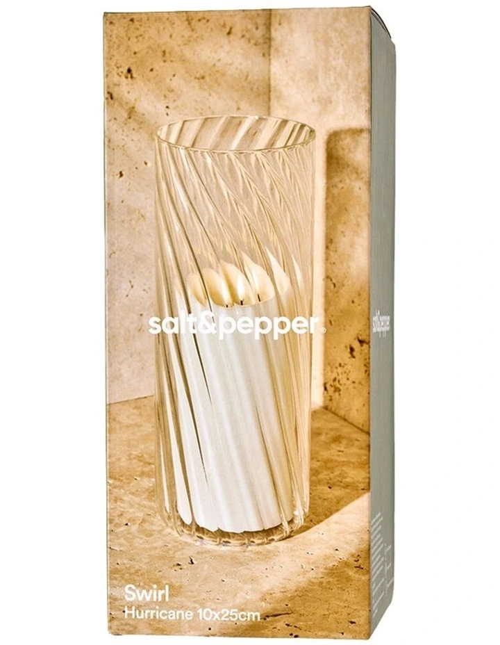 Swirl Hurricane Vase 10x25cm in White image 2