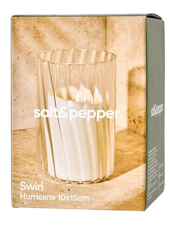 Swirl Hurricane Vase 10x15cm in White image 2