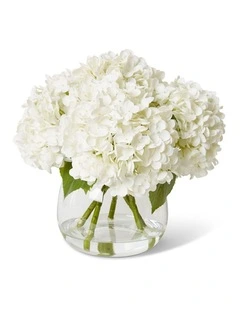 Hydrangea Classic in White/Clear 34cm