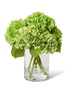 Hydrangea Mix in Green/Clear 39cm