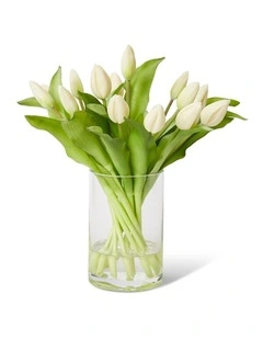 Tulip Bud White in White/Clear 31cm