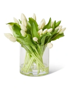 Tulip Bud in White/Clear 29cm