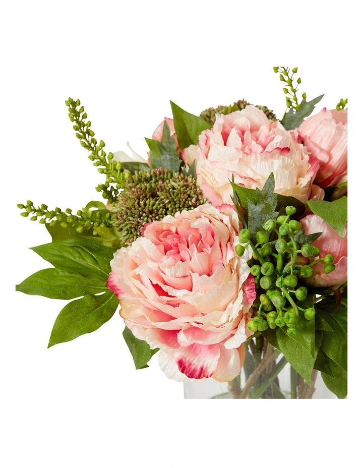 Chloe Peony Mix Small Vase in Pink/Green image 2