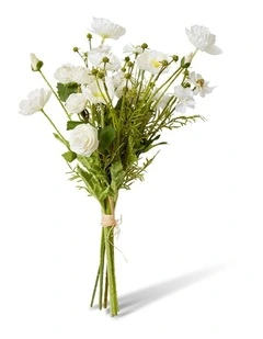 Poppy Ranuncmulus Bundle in White 45cm