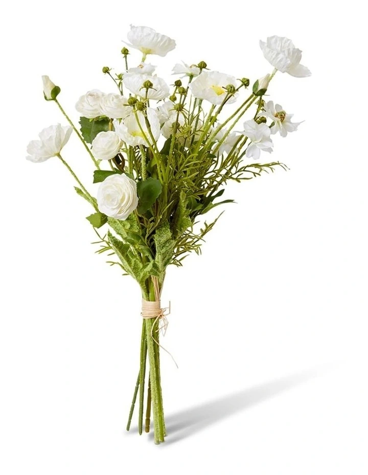 Poppy Ranuncmulus Bundle in White 45cm image 1